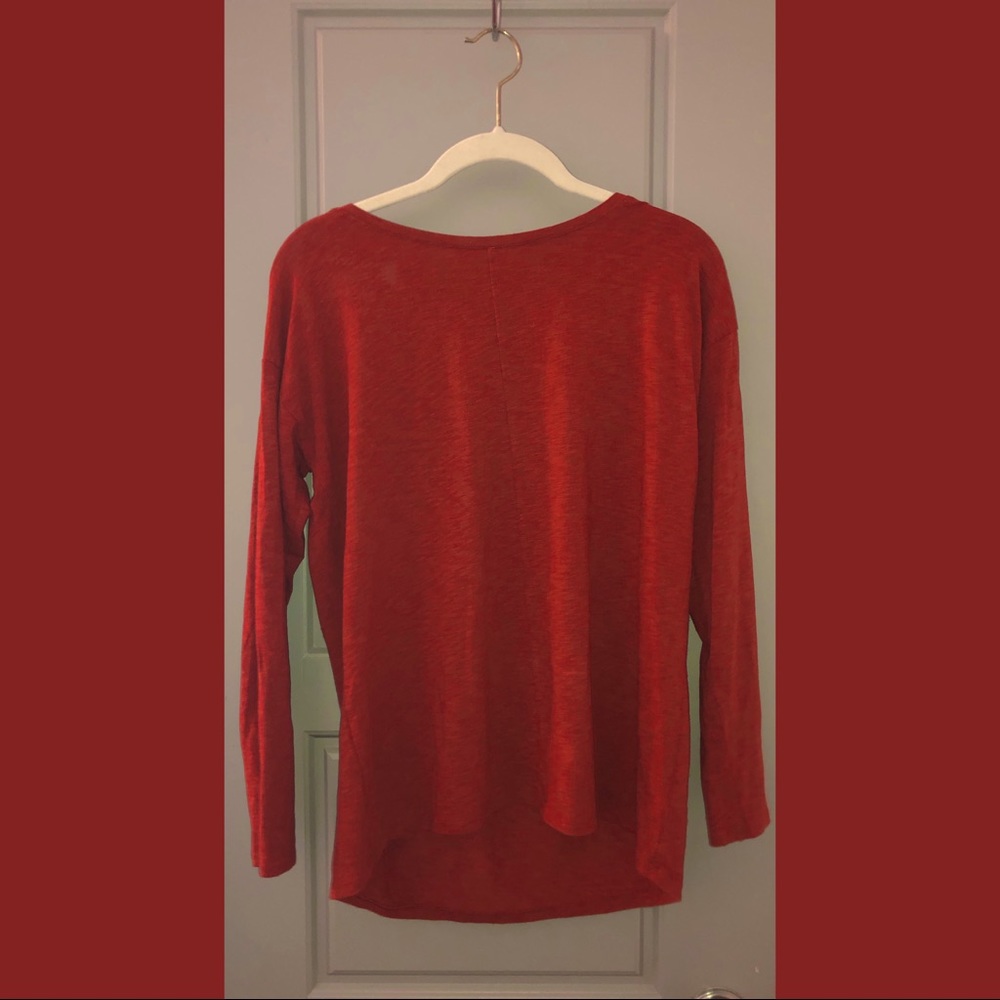 “St. Tropez West” burnt orange long sleeve shirt